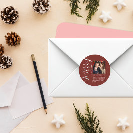 Custom Holiday Return Address Label Add Your PHOTO Runt Klistermärke