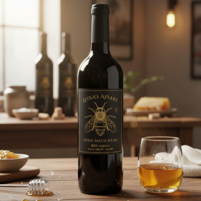 Custom Home Brewed Honey Wine Label Vinflaska Etikett (Skapare uppladdad)
