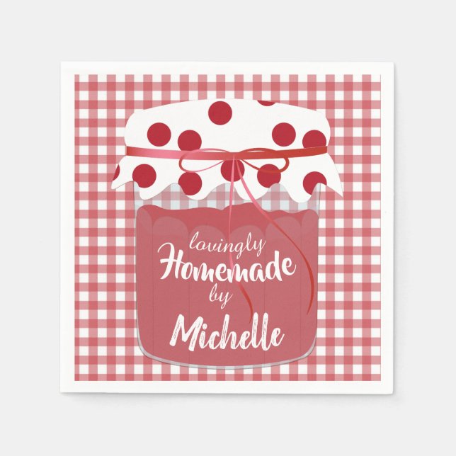 Custom Homemade Jam and Gingham Pappersservett (Framsidan)