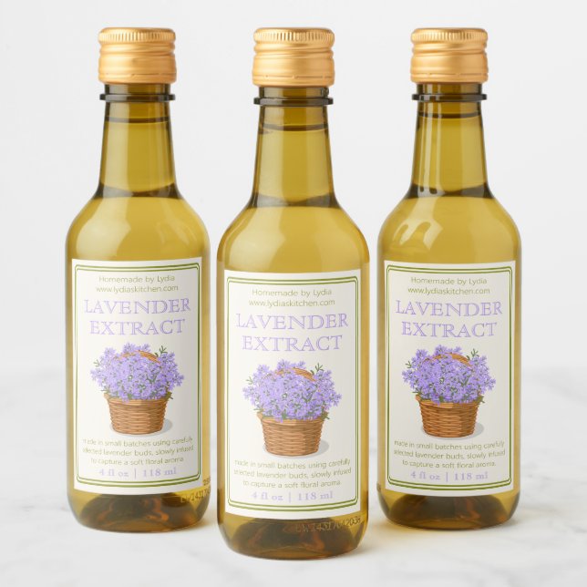 Custom Homemade Lavender Extract Label Vinetikett (Flaskor)