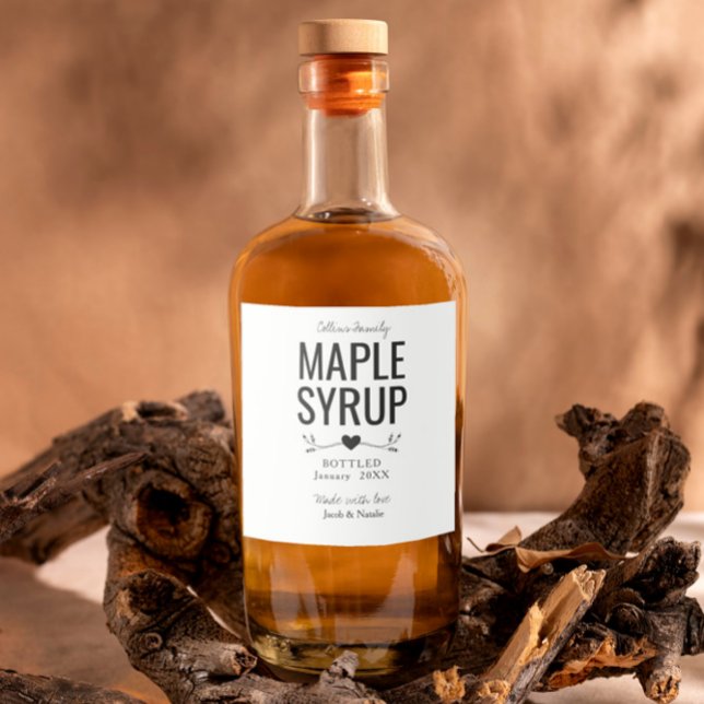 custom homemade maple syrup wedding favor spritflaskor etikett (Skapare uppladdad)