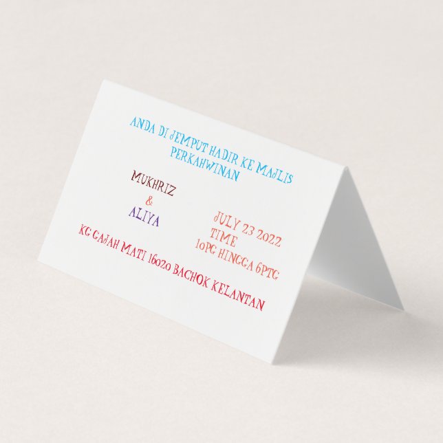 Custom Horizontal Tent Fold Folded Business Card Visitkort (Framsida)