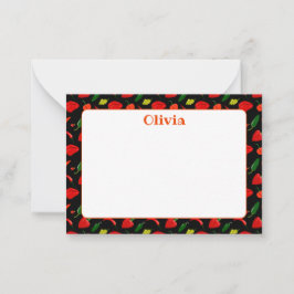 Custom Hot Peppers Illustration Note Card Anteckningskort