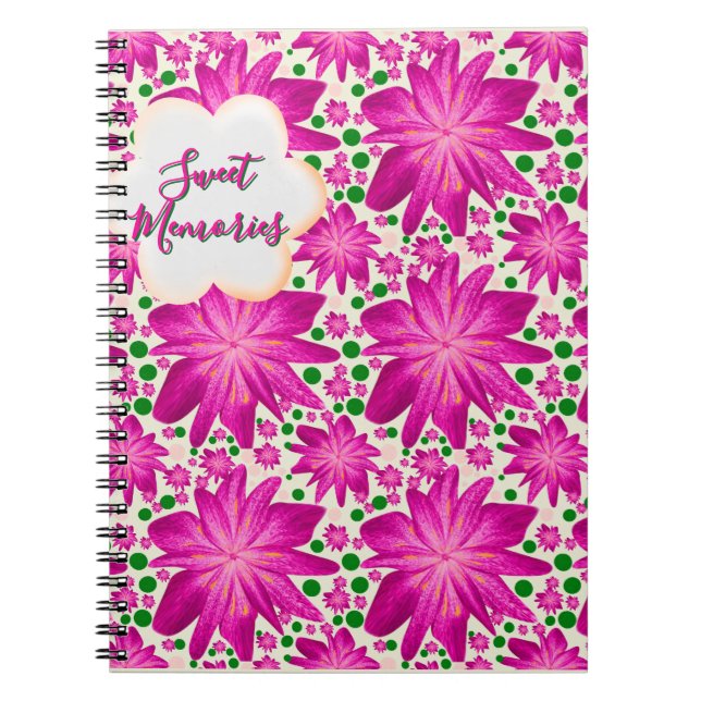 Custom Hot Pink Floral Seamless Pattern  Anteckningsbok (Framsidan)