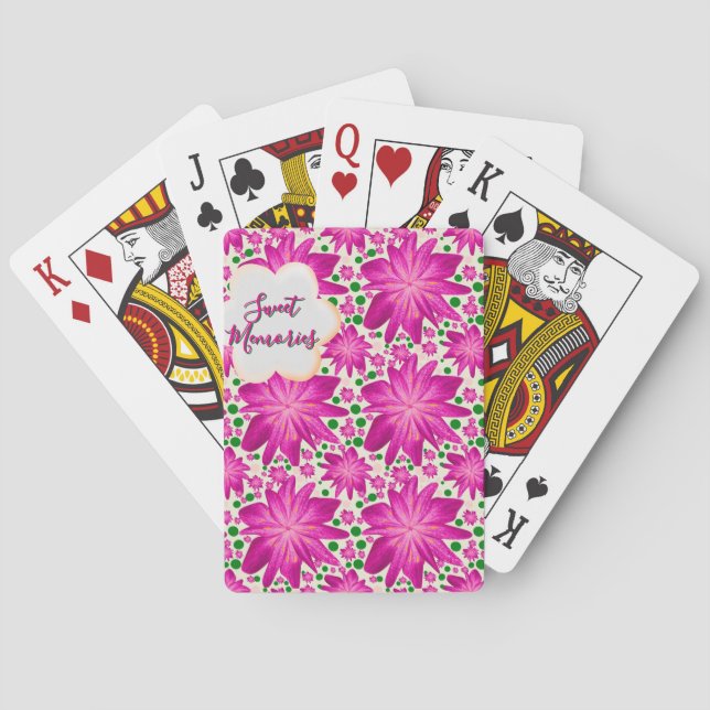 Custom Hot Pink Floral Seamless Pattern  Casinokort (Baksidan)