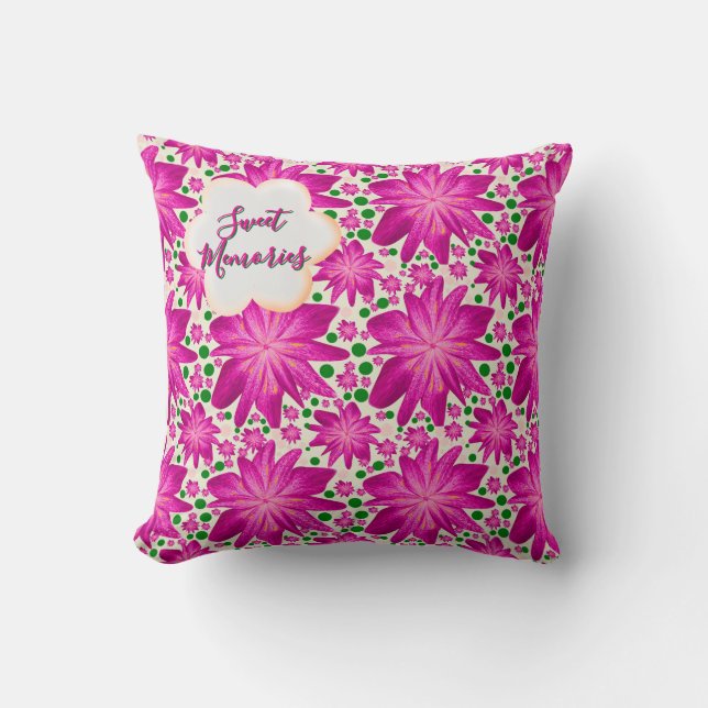 Custom Hot Pink Floral Seamless Pattern  Kudde (Framsida)