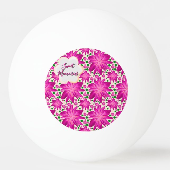 Custom Hot Pink Floral Seamless Pattern  Pingisboll (Framsidan)