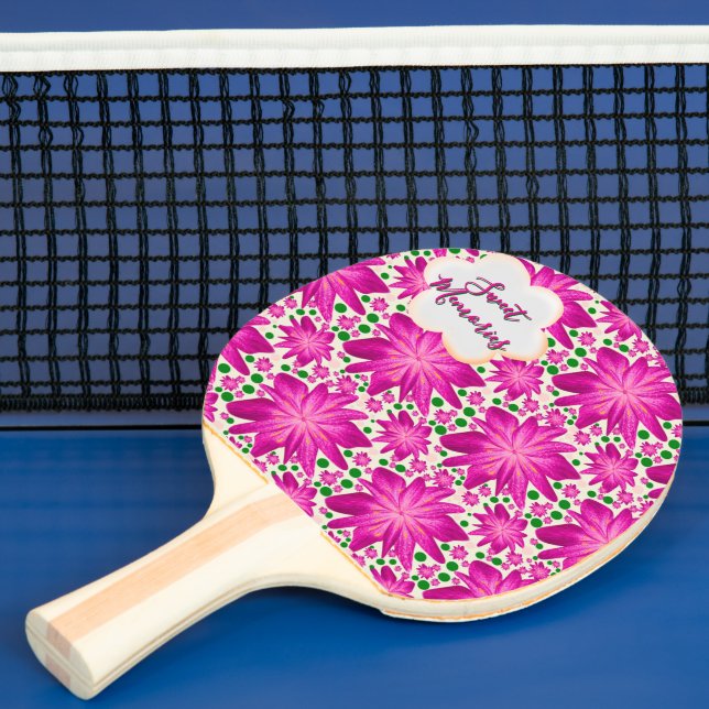 Custom Hot Pink Floral Seamless Pattern  Pingisracket (Insitu)