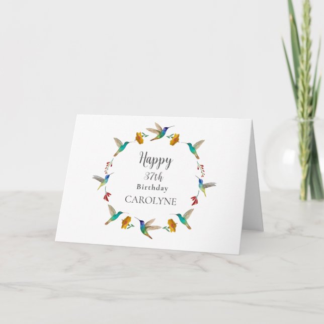 Custom Hummingbird Birthday Card Kort (Framsida)