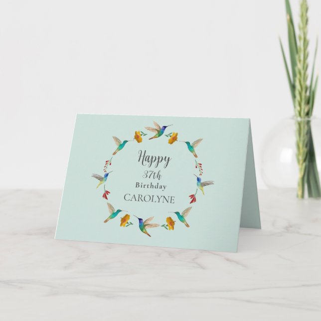 Custom Hummingbird Birthday Card Kort (Framsida)