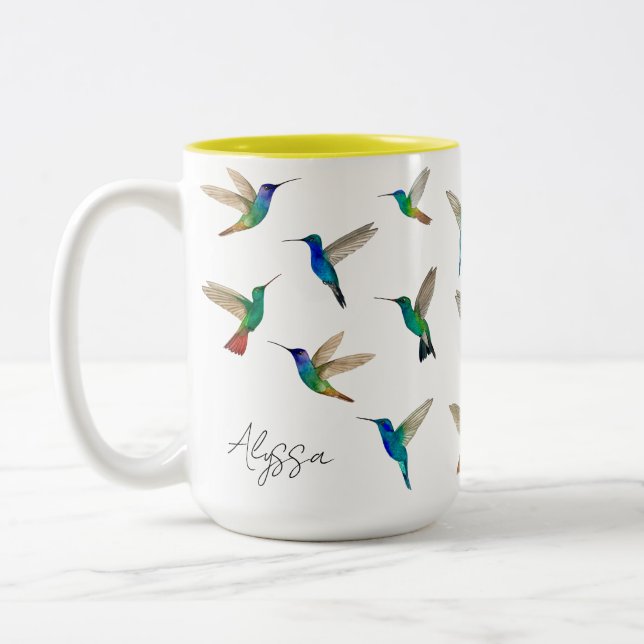 Custom hummingbirds Två-Tonad mugg (Vänster)