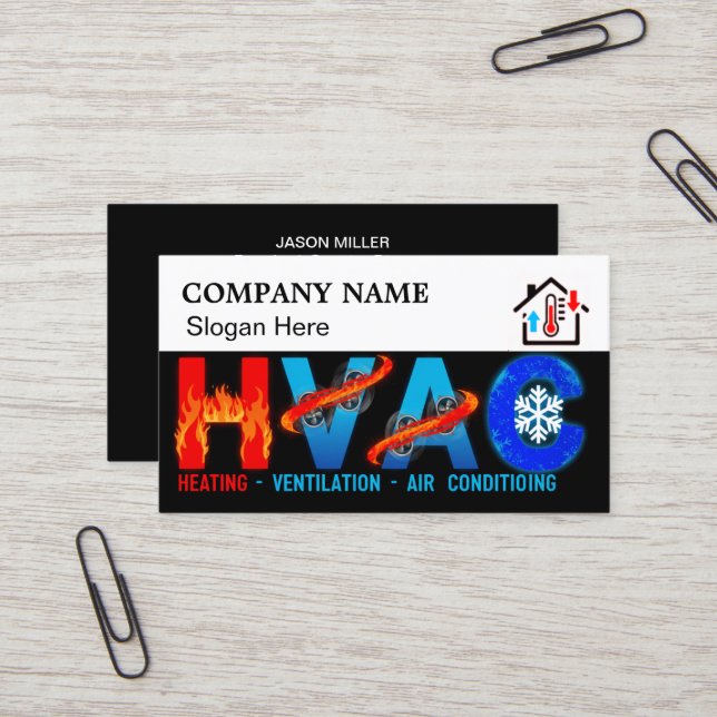 Custom HVAC Business Card with Company Logo slog 4 Visitkort (Fram/Back In Situ)