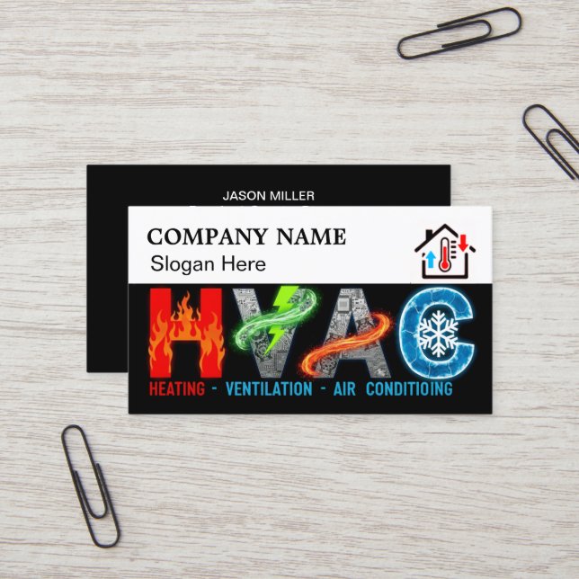 Custom HVAC Business Card with Company Logo & Slog Visitkort (Fram/Back In Situ)