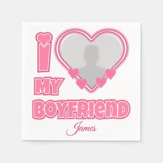 Custom I Love My Boyfriend – Add Photo & Name Pappersservett