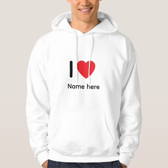 Custom I Love You Hoodie – Personalized Name Heart (Framsida)