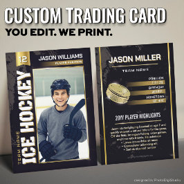 Custom Ice Hockey Trading Card, Gold Power Player