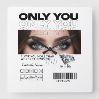 Custom Image & Text | Personalized Fyrkantig Klocka