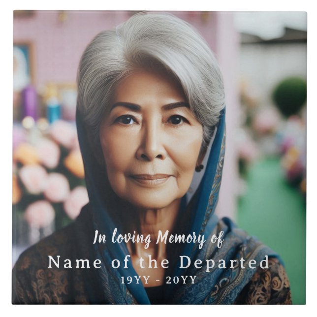 Custom In Loving Memory Keepsake Photo Name Dates Kakelplatta (Framsidan)