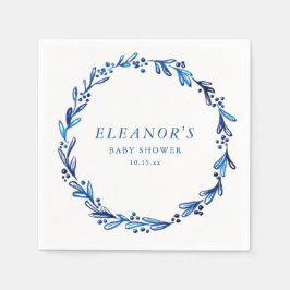 Custom Indigo Blue Ink Botanical Baby Shower Pappersservett