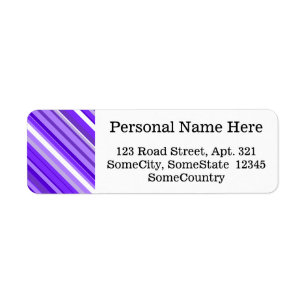 Custom Info + Purple and White Striped Pattern Returadress Etikett
