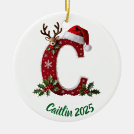 Custom initial "C" name Christmas tree decoration Julgransprydnad Keramik