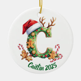 Custom initial "C" name Christmas tree decoration Julgransprydnad Keramik