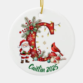 Custom initial "C" name Christmas tree decoration Julgransprydnad Keramik