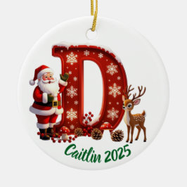 Custom initial "D" name Christmas tree decoration Julgransprydnad Keramik