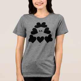 Custom Initials Heart Triangle Ladies T Shirt