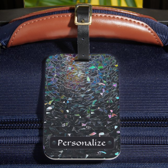 Custom Iridescent Abstract Stained Glass Pattern Bagagebricka (Framsida Insitu 2)