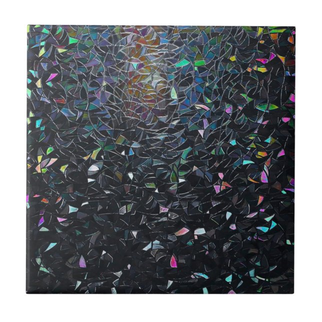 Custom Iridescent Abstract Stained Glass Pattern Kakelplatta (Framsidan)