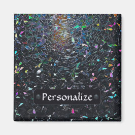 Custom Iridescent Abstract Stained Glass Pattern Magnet