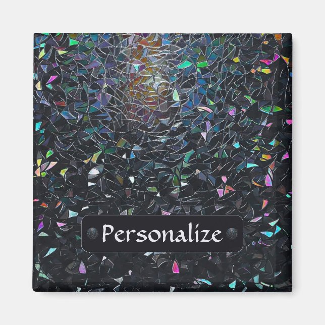 Custom Iridescent Abstract Stained Glass Pattern Magnet (Framsidan)