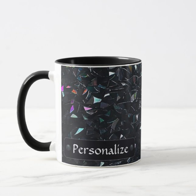 Custom Iridescent Abstract Stained Glass Pattern Mugg (Vänster)