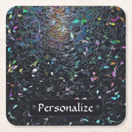 Custom Iridescent Abstract Stained Glass Pattern Underlägg Papper Kvadrat
