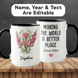 Custom January Birth Flower Mug - Carnation & Name Mugg