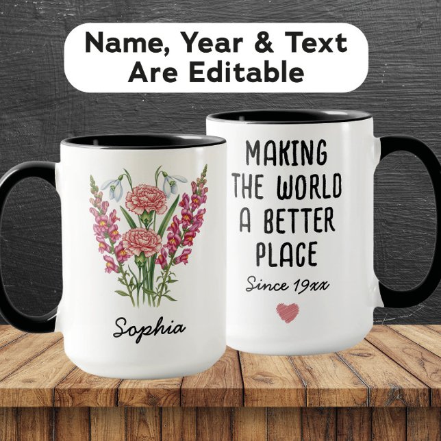 Custom January Birth Flower Mug - Carnation & Name Mugg (Skapare uppladdad)