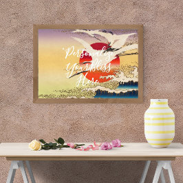 CUSTOM Japanese Great Wave & Crane Art Print  Poster