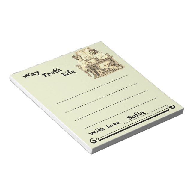 Custom Jesus Coffee Sepia Minimalist Notepad Anteckningsblock (Vinklad)
