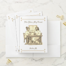 Custom Jesus Coffee Sepia Minimalist Pocket Folder