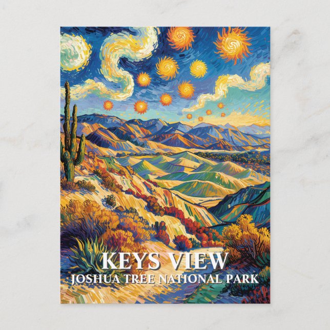 Custom Joshua Tree Keys View Van Gogh Landscape Vykort (Framsida)