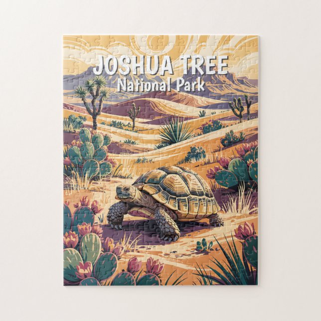 Custom Joshua Tree Tortoise Retro Desert Landscape Pussel (Vertikal)