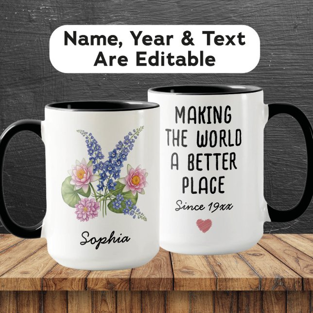 Custom July Birth Flower - Personalized Name Mugg (Skapare uppladdad)