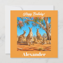 Custom Kangaroos flowering gumtree Happy Birthday Kort