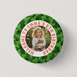 Custom Kids Birthday Button with Photo Knapp