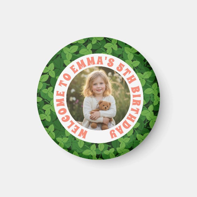 Custom Kids Birthday Round Magnet with Photo (Framsidan)