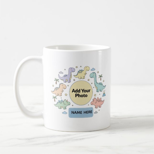 Custom Kids Dinosaur Photo Mug Kaffemugg (Vänster)