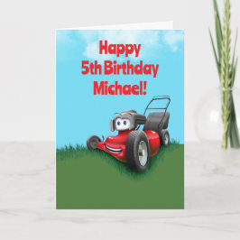 Custom Kid's Lawn Mowing Birthday Kort
