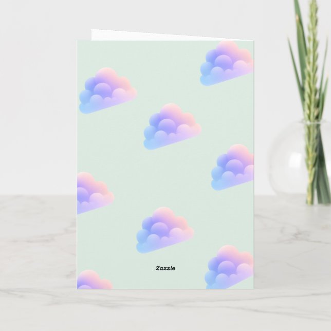 Custom Kids Party Invite with Clouds & Balloons Inbjudan (Baksida)