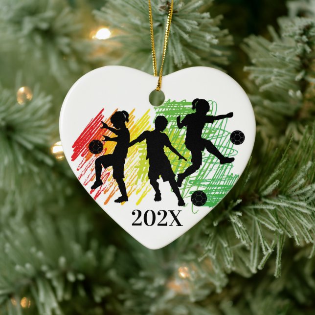 Custom Kids Soccer Player Christmas Ceramic Orname Julgransprydnad Keramik (Träd)
